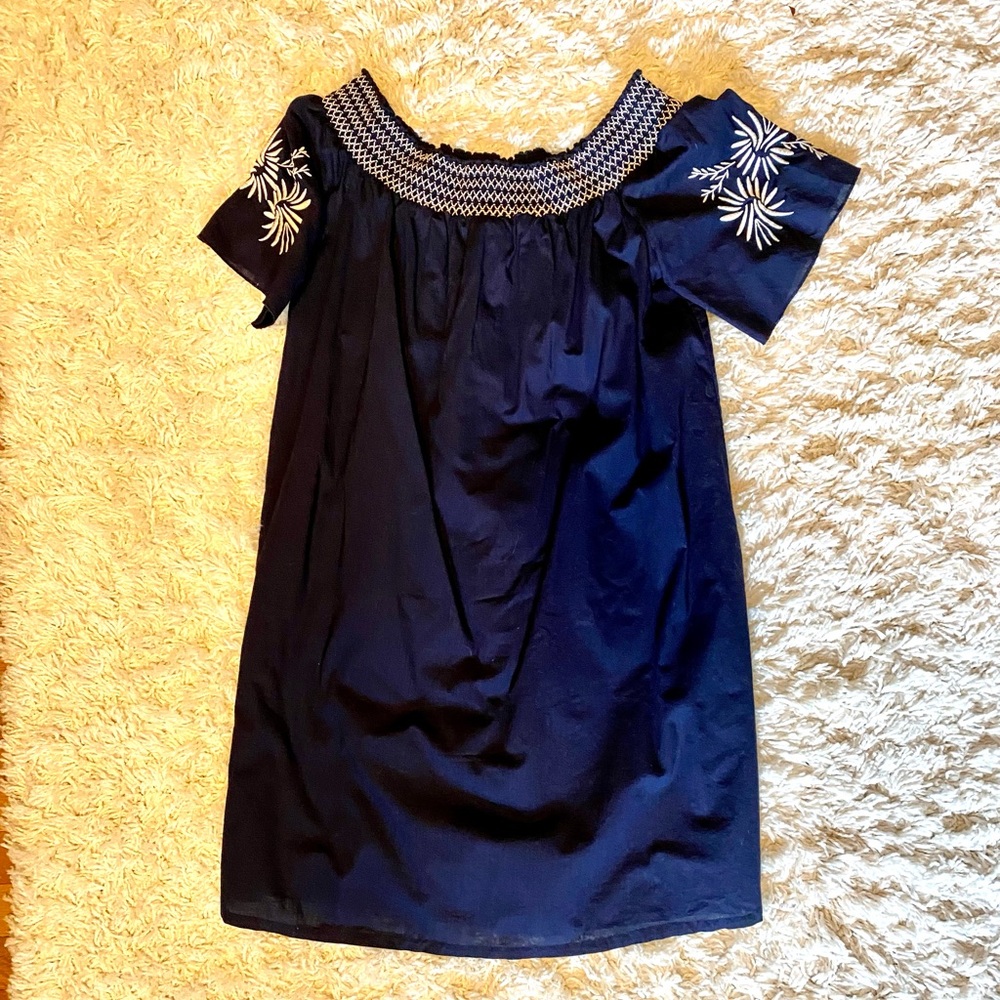 NAVY Isabel Maternity Off-Shoulder Dress - S